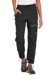 BALEAF Women's 29'' Hiking Cargo Pants Outdoor Lightweight Capris Water Resistant UPF 50 Zipper Pockets Black Size L