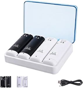 Rechargeable Wii Remote Batteries, TechKen Charging Station with 4 Pack 2800mAh Wii Rechargeable Battery Pack for Wii Controller, Wii Charger Compatible with Nintendo Wii Controller