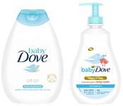 Baby Dove Rich Moisture Nourishing Baby Lotion, 400ml & Rich Moisture Hair to Toe Baby Wash, 400 ml Combo