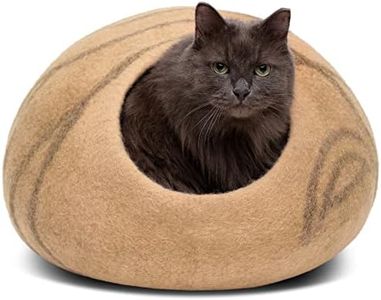 MEOWFIA Cat Cave – Premium Felt Cat Bed for Indoor Cats, Handmade 100% Merino Wool (Light Shades) (Large, Beige)