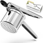 SPEENSUN Potato Ricer,Potato mashers,Large 15oz Heavy Duty Potato Ricer Stainless Steel for Fluffy Mashed Potatoes,Fixed Ricer Disc Potato Press Without Messy,with Silicone Handle(Black