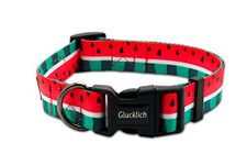 Glucklich Polyester Printed Adjustable Dog Collar with Quick Release Buckle & Metal D-Ring - Durable Pet Collar Dogs-Girl Boy Puppy Walking Running Training Collar Pack of 1 (L, Watermelon Sugar)