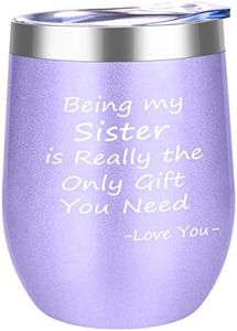 DOERDO Being My Sister,Funny Wine Tumbler for Women,Sister,Friends,for Birthday Anniversary Wedding with Lid(12 oz,Purple)