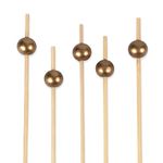 BambooMN Brand - Decorative Ball End Bamboo Picks - 4.7 (12cm) - Gold, 100 pcs by BambooMN