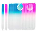 SIUSIO 40 Pack Professional Czech Crystal Glass Nail Files Double Sided Etched Surface Files Gradient Rainbow Color for Acrylic Nail Emery Boards & Buffer (Pink&Blue）)
