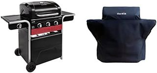 Char-Broil Gas2Coal Hybrid Grill - 3 Burner Gas & Coal Barbecue Grill, Black Finish & 140 004 - Premium 3 Burner Gas Barbecue Grill Cover, Black.