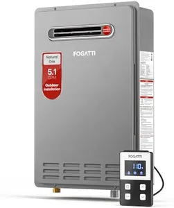 FOGATTI Natural Gas Tankless Water Heater Outdoor - Max 5.1 GPM 120,000 BTU, CSA Certified Compact Design On Demand Instant Hot Water Heater - Instagas Comfort 120S Series