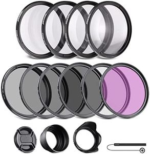 NEEWER 55mm ND/CPL/UV/FLD/Close Up Filter and Lens Accessories Kit with ND2 ND4 ND8, Close Up Filters(+1/+2/+4/+10), Tulip Lens Hood, Collapsible Rubber Lens Hood, Lens Cap, Filter Pouch