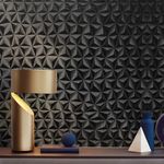 3D Black Wallpaper Peel and Stick Contact Paper Textured Wallpaper Removable DIY Decorative Vinyl Film Stick Paper for Cabinets Bedroom Furniture Countertop Shelf Liner(Black,17.3"X397")