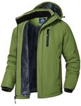 YSENTO Mens Waterproof Winter Fleece Coats Outdoor Warm Windproof Jacket Walking Hiking Coats with Detachable Hood(Green,M)