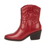 KAYDAY ~ COLIN ~ Women's Western Cowboy Cowgirl Stitched Ankle Boots, Red, 5 UK