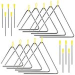 HEIHAK 10 Pack Steel Musical Triangle Set, 5 Sizes Hand Percussion Triangle with Striker, Music Percussion Triangle Instrument for Adults Practice Rhyme Classroom Church Farmhouse, 4" 5" 6" 7" 8"