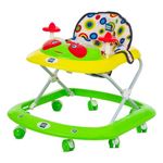 Mee Mee 360° Baby Activity Walker | 3 Level Adjustable Height, Musical Activity Toy Tray & Light | Foldable Walker with Cushioned Seat for Boys, Girls, Kids | 6 to 18 Months, 15kg (Green)