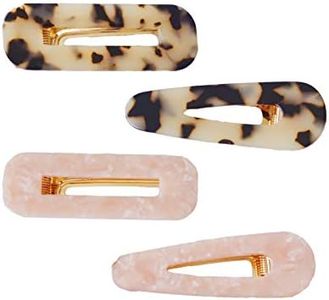 Resin Tortoise Leopard Print Hair Clips and Barrettes - 4 Pack (Women's Accessories)