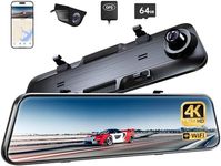 Pelsee P12 Plus 4K WiFi Rear View Mirror Camera, 12" Mirror Dash Cam Front and Rear, Backup Camera for Car, 64GB Card & GPS Included, Smart Driving System ADAS/BSD/LCA, Enhanced Night Vision