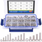 Glarks 510Pcs M3 M4 M5 304 Stainless Steel Hex Socket Head Cap Screws with Nuts Assortment Kit