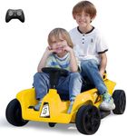 24V 2 Seaters Kids Ride On Car Toy with Remote Control for Parents and Kids, 2 * 7Ah Battery 2 * 120W Large Motors, Storage Box, Music, Max Load 200LBS Electric Car Toy for Child Toddlers, Yellow