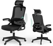 Ergonomic Office Chair, S-Shaped Mesh Desk Chairs, Adjustable Headrest & Lumbar Support, 90°Flip-Up Armrest, Breathable High Back & Widened Cushion,Swivel Computer Chairs for Home/Study/Office