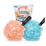 FABSKIN Luxury Bathing Round Loofah for Men and Women (Peach and Sky Blue)