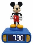 Lexibook, Disney, Mickey Nightlight alarm clock, Sounds and Melodies, LCD Backlit screen, Luminous, Snooze, Blue, pequeño