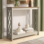 Galano Nova Console Table - Modern Distressed Oak Finish - Bookshelf Cabinet for Hallway - Entryway - Foyer - Living Room - Bedroom - Space Saving (Light Grey/Oak)