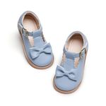 Kiderence Toddler Little Girls Mary Jane Dress Shoes School Oxford for Girls Light Blue Flats Size 7M