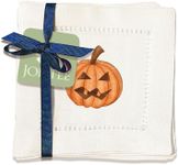 Jolitee Linen Cocktail Napkins 6x6, Decorative Hemstitch Cocktail Napkins, Washable Cloth Napkins (Halloween)