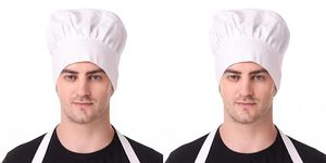 KODENIPR CLUB Adjustable Mens Womens Cooking Chef Cap Hat for Kitchen/Plain/ (White, 2 Pieces)