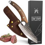 SWYSH Japanese Kitchen Knife - Perfect Cooking Gift for Chefs with Mini Sharpener - 5" Professionally Designed Sharp Meat Knife, Fish Vegetable Knife - Leather Sheath, Premium Box