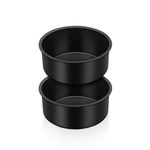 Joyfair 4 Inch Cake Tin Set of 2, Non-Stick Stainless Steel Round Cake Pan, Small Cake Mould for Birthday Wedding Layer Cakes, Rust Resistant & Easy to Clean, One-Piece & 5cm Deep (10cm, Black)