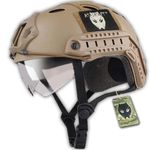 ATAIRSOFT PJ Type Tactical Multifunctional Fast Helmet with Visor Goggles Version TAN