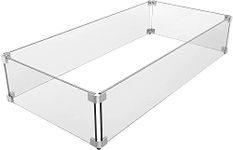 GFTIME 31 x 12 x 6 inch Fire Pit Glass Wind Guard, Thick Rectangular Heat-Resistant Tempered Glass Guard with Hard Aluminum Corner Bracket for Gas, Propane, Outdoor