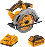 INGCO 20V Cordless Circular Saw Diameter 185mm, Brushless Electric Saws 4800 RPM, Maximum Cutting Depth 65mm with 1Pcs 4.0Ah Battery Pack, 1Pcs Fast Charger, 1Pcs Saw Blade CSLI18511