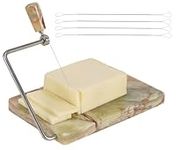 Radicaln Marble Cheese Slicer Green Onyx 8"x5" Inch Cheese Cutter Handmade Cutting Board with Wire - Multi Purpose Kitchen Gadgets Soft Food Slicer, Butter Cutter - Comes with 4 Replacement Wires