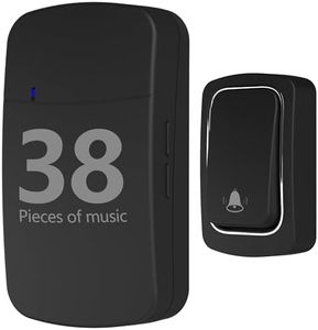 Wireless self generating doorbell, battery free, waterproof design, adjustable volume, 38 ringtones, 1000 feet long coverage, suitable for indoor and outdoor use, black