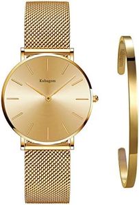 Kubagom Très Mince Montre pour Femme Quartz Étanche Acier Inoxydable avec Bracelet