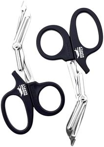 Madison Supply Medical Scissors, EMT and Trauma Shears - 7.5 Inch Premium Quality Stainless Steel Bandage Scissors - Fluoride-Coated with Non-Stick Blades - 2 Pack (Black/Stainless)