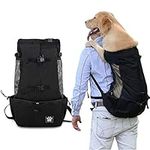 Woolala Dog Backpack Carrier Rucksack Puppy Head Out Front Pack with Waterproof Lining, Small Pet Travel Bag (XL-, Black)