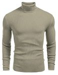 DENIMHOLIC Men's Cotton Turtle Neck Sweater (in, Alpha, L, M Khaki)