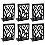 Bezavea 3 Pair/6 Pcs Book Ends, Metal Bookends Heavy Duty, Book Ends For Shelves, Anti-Slip Anti-Rust, Bookend Supports, Decorative Tree Unique Design Book Stopper For Home, Office, School, Library