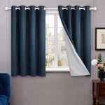 Deconovo Total Blackout Curtains 63 Inch Length for Living Room, Grommet Top 100% Blackout Curtains for Bedroom, Faux Linen Curtains for Nursery, 52x63 Inch, Navy Blue, 1 Pair