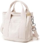 Halemet Small Tote Bag with Zipper Tote Bag for Women Canvas Crossbody Bag Shoulder Bag Satchel Hobo Bag Messenger Bag 2023, Beige, Small