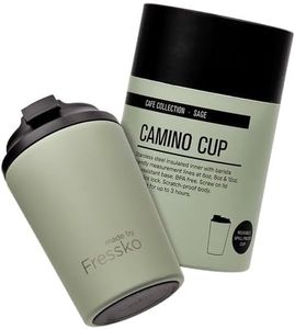 made by Fressko Reusable Coffee Cup - Stainless Steel Insulated Mug - Leak Proof Travel Cup for Hot/Cold Drinks - 3 Hr Heat Retention - Fits Car Holders & Coffee Machines - Sage - 12oz 340ml