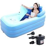 Inflatable Bath Tub for Adults, Portable Foldable Hot Tub with Air Pump, 64" Collapsible Ice Bath Tub for Athletes, Free-Standing Blow Up Bathtub for Indoor or Outdoor