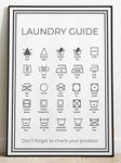 OCMM Complete Laundry Symbols A3 Wall Poster Sign Utility Room Washing Fabric Care Guide Instructions