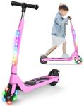 EPCTEK Electric Scooter, 6 Mph Top Speed, Up to 5 Miles Range, 5.3" Solid Tires Wheel and Front Light, Kick Scooter Adjustable Height for Kids Age 6-12, Pink