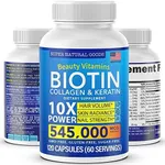 Biotin Collagen Supplements with Keratin Peptides - Hair Growth & Hair Loss Treatment for Men & Women - Hair, Skin, Nails Vitamins - Maximum Strength 545000mcg Supplement Pills - Nail & Skin Capsules