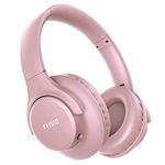 Bluetooth Headphones Over Ear,KVIDIO 65 Hours Playtime Wireless Headphones with Microphone,Foldable Lightweight Headset with Deep Bass,HiFi Stereo Sound for Travel Work Laptop PC Cellphone (Pink)