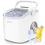 ecozy Portable Ice Maker Countertop, 9 Cubes Ready in 6 Mins, 26 lbs in 24 Hours, Self-Cleaning Ice Maker Machine with Ice Bags/Standing Ice Scoop/Ice Basket for Camping Party, White