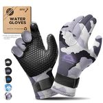 BPS 3mm Neoprene Water Gloves with Anti-Slip Rubber Palm - Water Gloves for Wetsuit, Kayaking, Rafting, Surf, and Other Aquatic Activities - for Men and Women (Grey Camo/Lilac Grey, XXL)